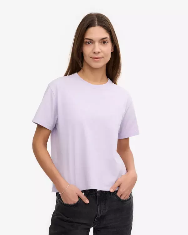 Colorful Standard Organic Boxy Crop Tee Soft Lavender Damen flieder